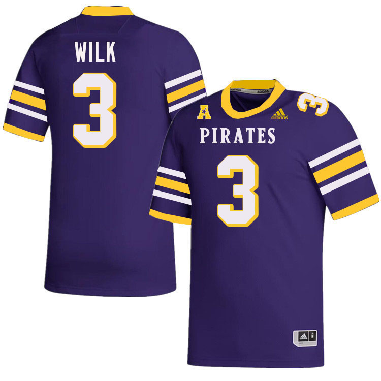 East Carolina Pirates #3 Teagan Wilk College Football Jerseys,Uniforms-Alternate Purple